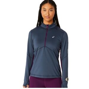 NWT ASICS Winter Run 1/2 Zip Mid Layer Women - tarmac/deep mauve SIZE S